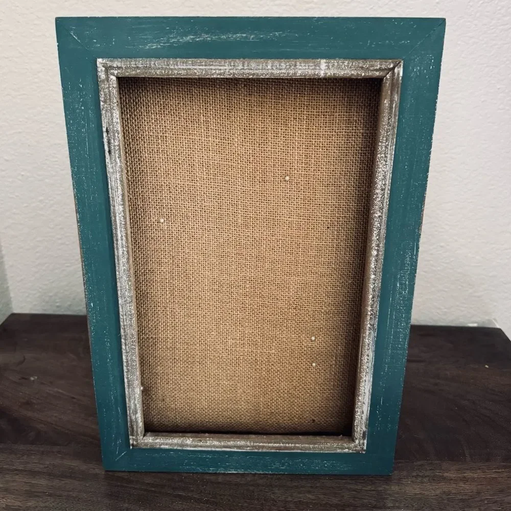 Rustic Teal Wood Wall Hanging Keepsake Shadow Box
